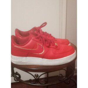 NIKE - Women’s Air Force 1 Low Red Gold Swoosh Sneaker, Size 10